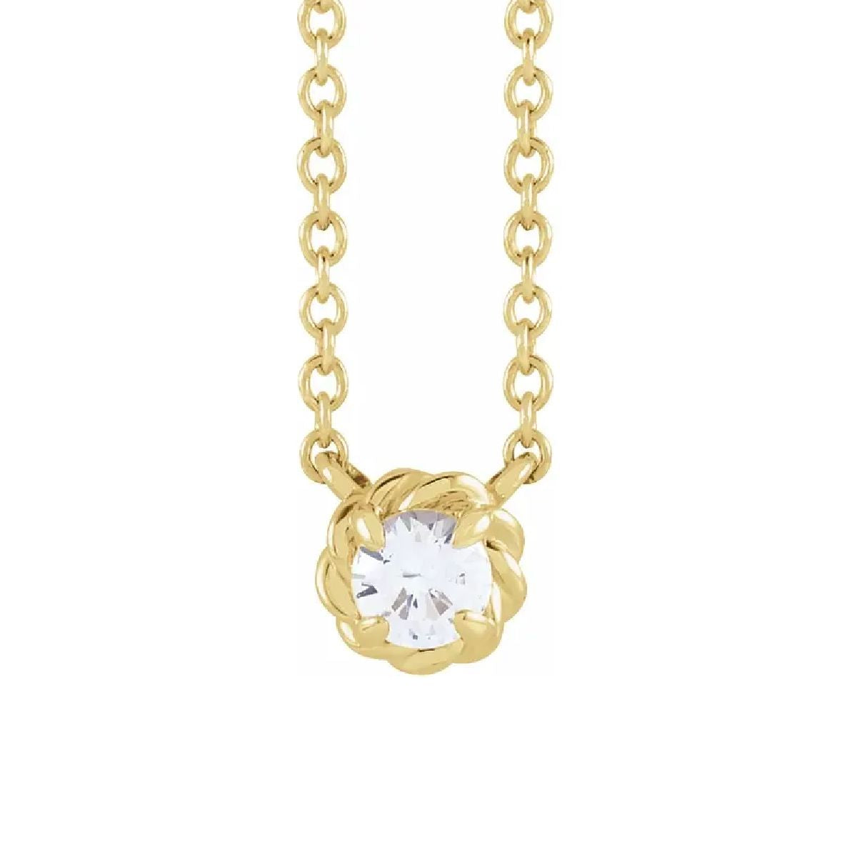 14K Gold Tiny Birthstone Necklace Necklace Robyn Canady April - Natural Diamond 