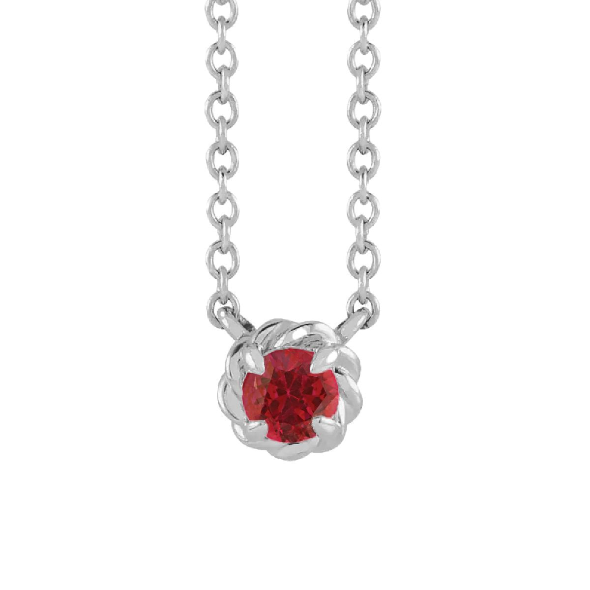 Sterling Silver Tiny Birthstone Necklace Necklace Robyn Canady July - Natural Ruby 