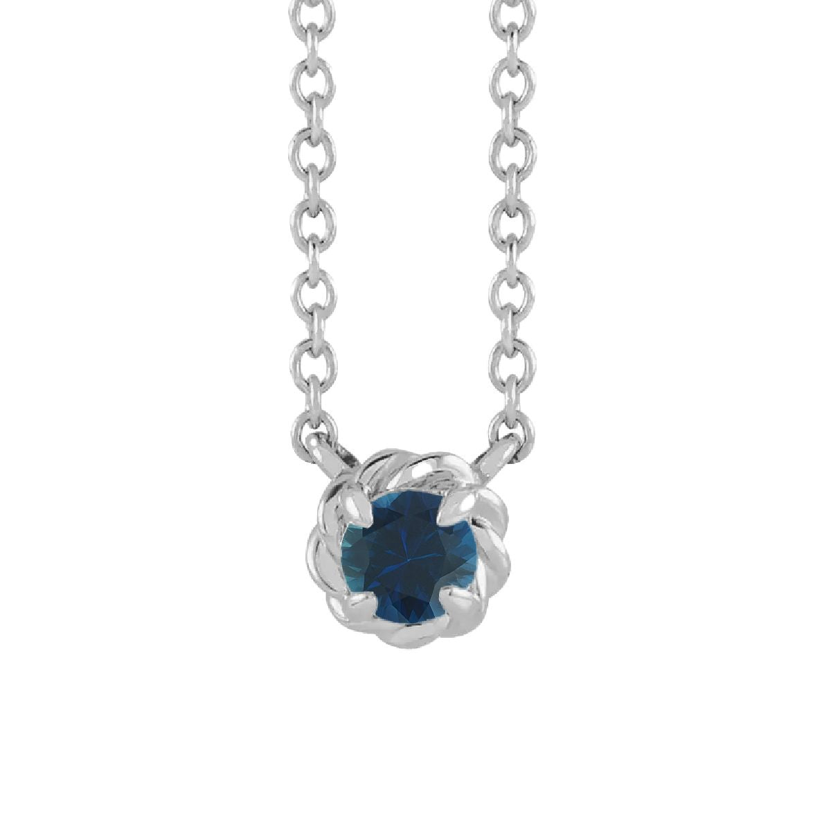 Sterling Silver Tiny Birthstone Necklace Necklace Robyn Canady September - Natural Blue Sapphire 