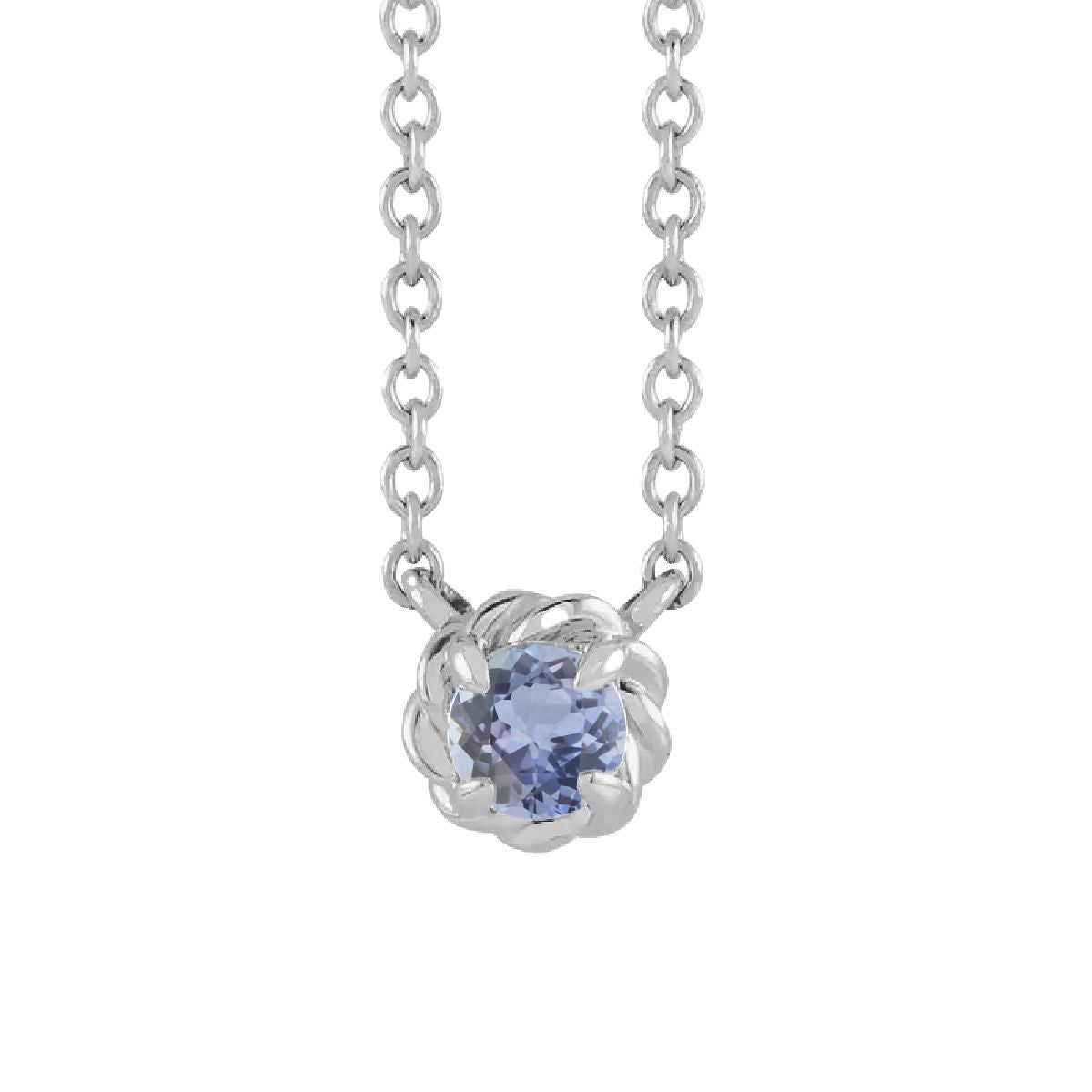 Sterling Silver Tiny Birthstone Necklace Necklace Robyn Canady December - Natural Tanzanite 