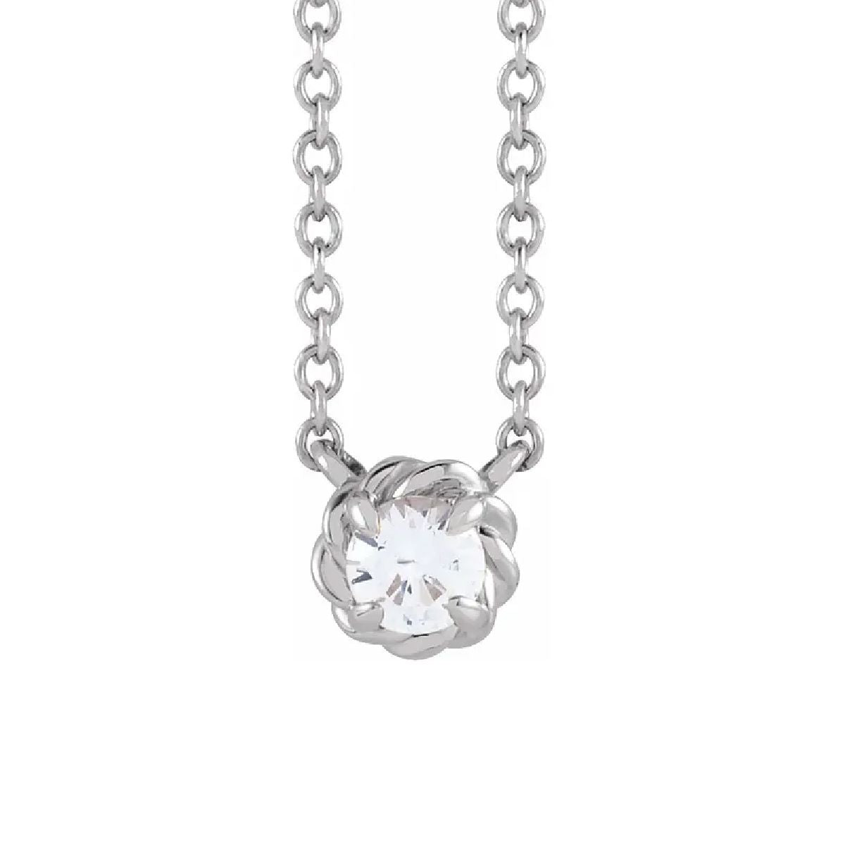 14K White Gold Tiny Birthstone Necklace Necklace Robyn Canady April - Natural Diamond 