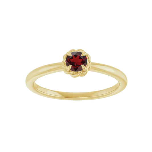 14K Gold Tiny Birthstone Ring Necklace Robyn Canady January - Natural Garnet 