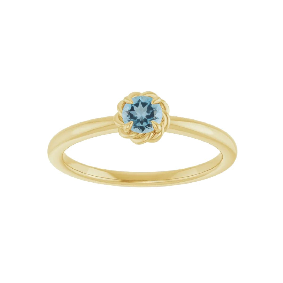 14K Gold Tiny Birthstone Ring Necklace Robyn Canady March - Natural Aquamarine 