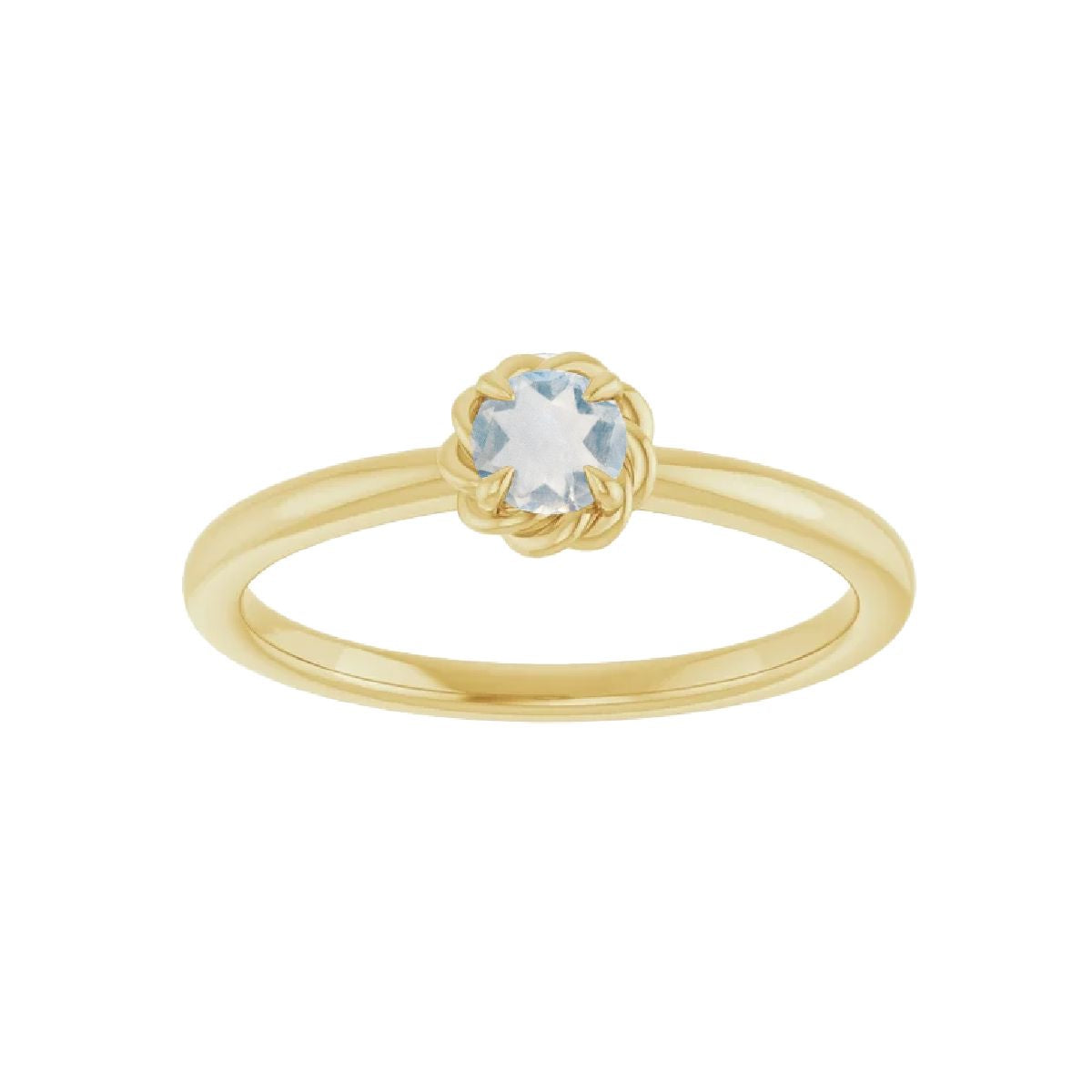 14K Gold Tiny Birthstone Ring Necklace Robyn Canady June - Moonstone 