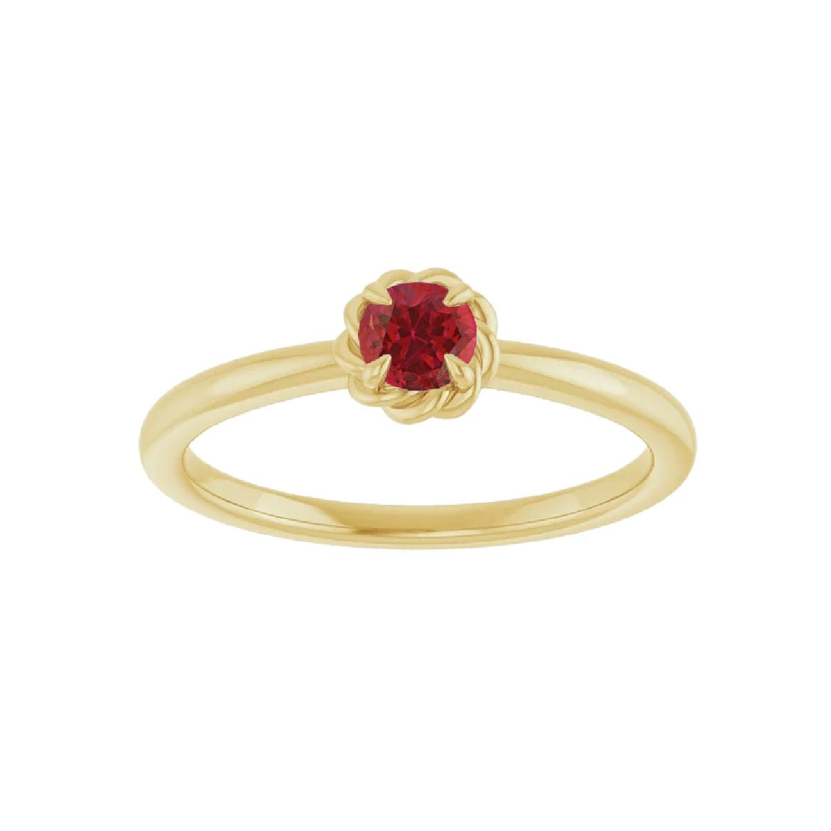 14K Gold Tiny Birthstone Ring Necklace Robyn Canady July - Natural Ruby 