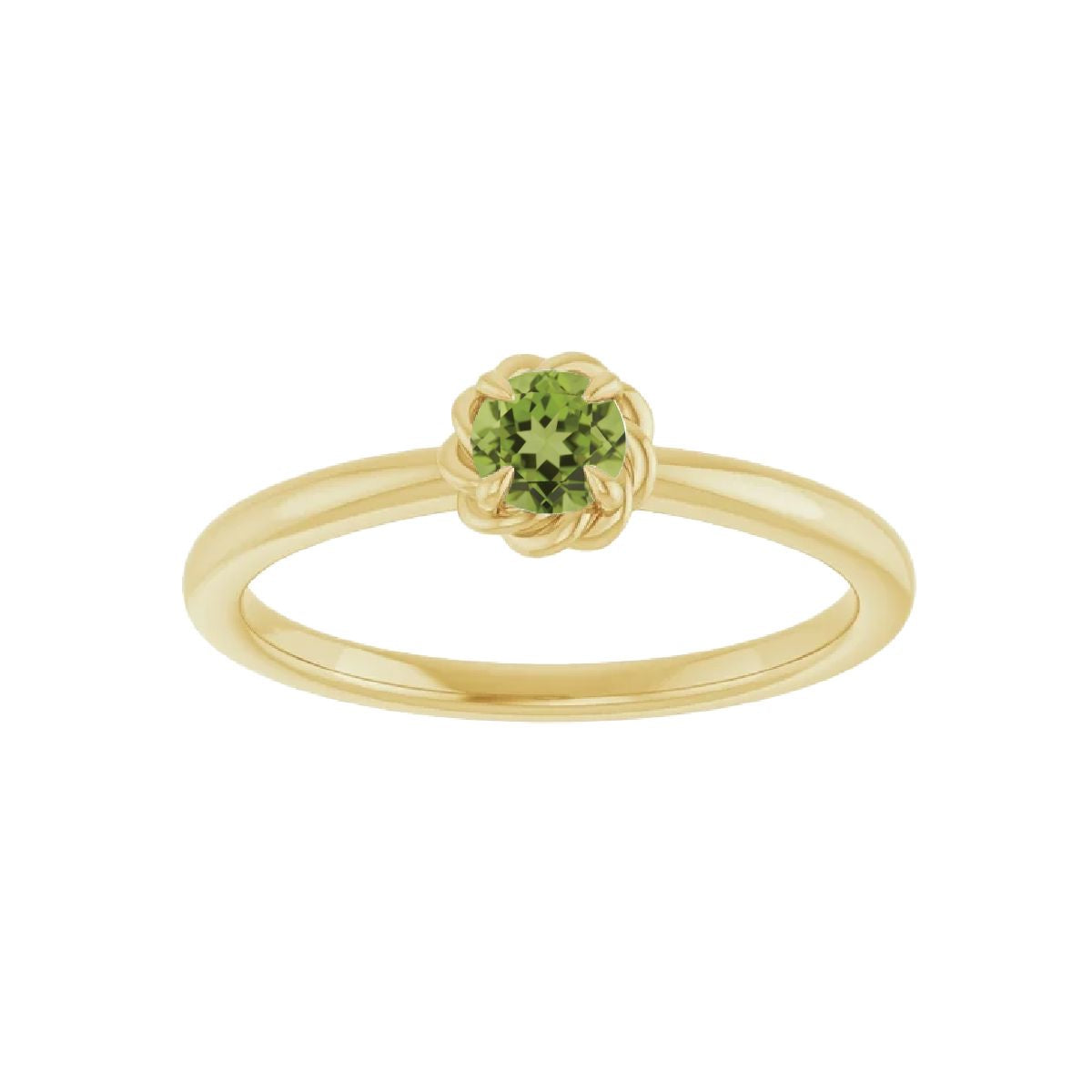 14K Gold Tiny Birthstone Ring Necklace Robyn Canady August - Natural Peridot 