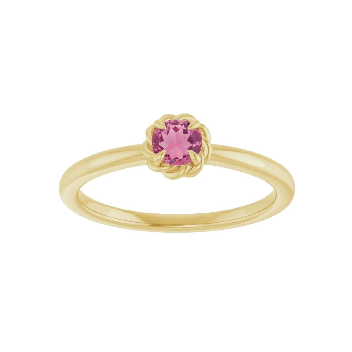 14K Gold Tiny Birthstone Ring Necklace Robyn Canady October - Natural Pink Tourmaline 