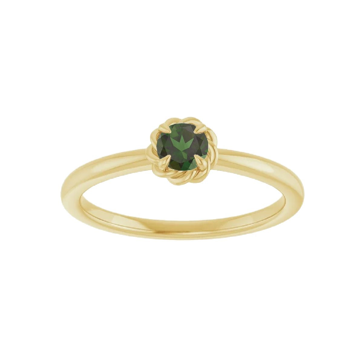 14K Gold Tiny Birthstone Ring Necklace Robyn Canady October - Natural Green Tourmaline 