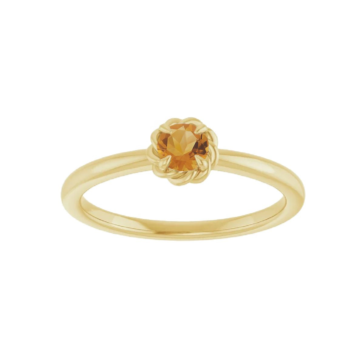 14K Gold Tiny Birthstone Ring Necklace Robyn Canady November - Natural Citrine 