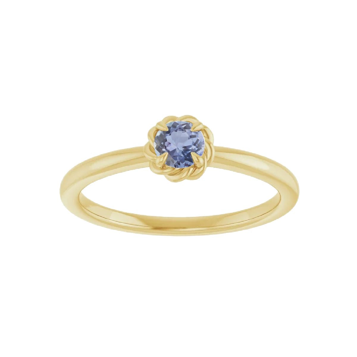 14K Gold Tiny Birthstone Ring Necklace Robyn Canady December - Natural Tanzanite 