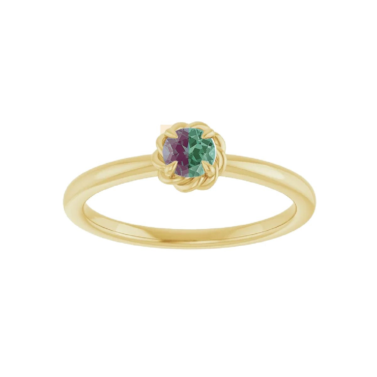 14K Gold Tiny Birthstone Ring Necklace Robyn Canady June - Lab Grown Alexandrite 