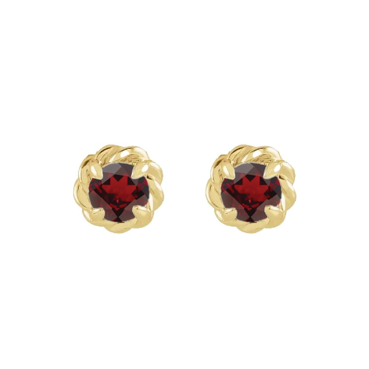 14K Gold Birthstone Earrings Earrings Robyn Canady January - Natural Garnet 