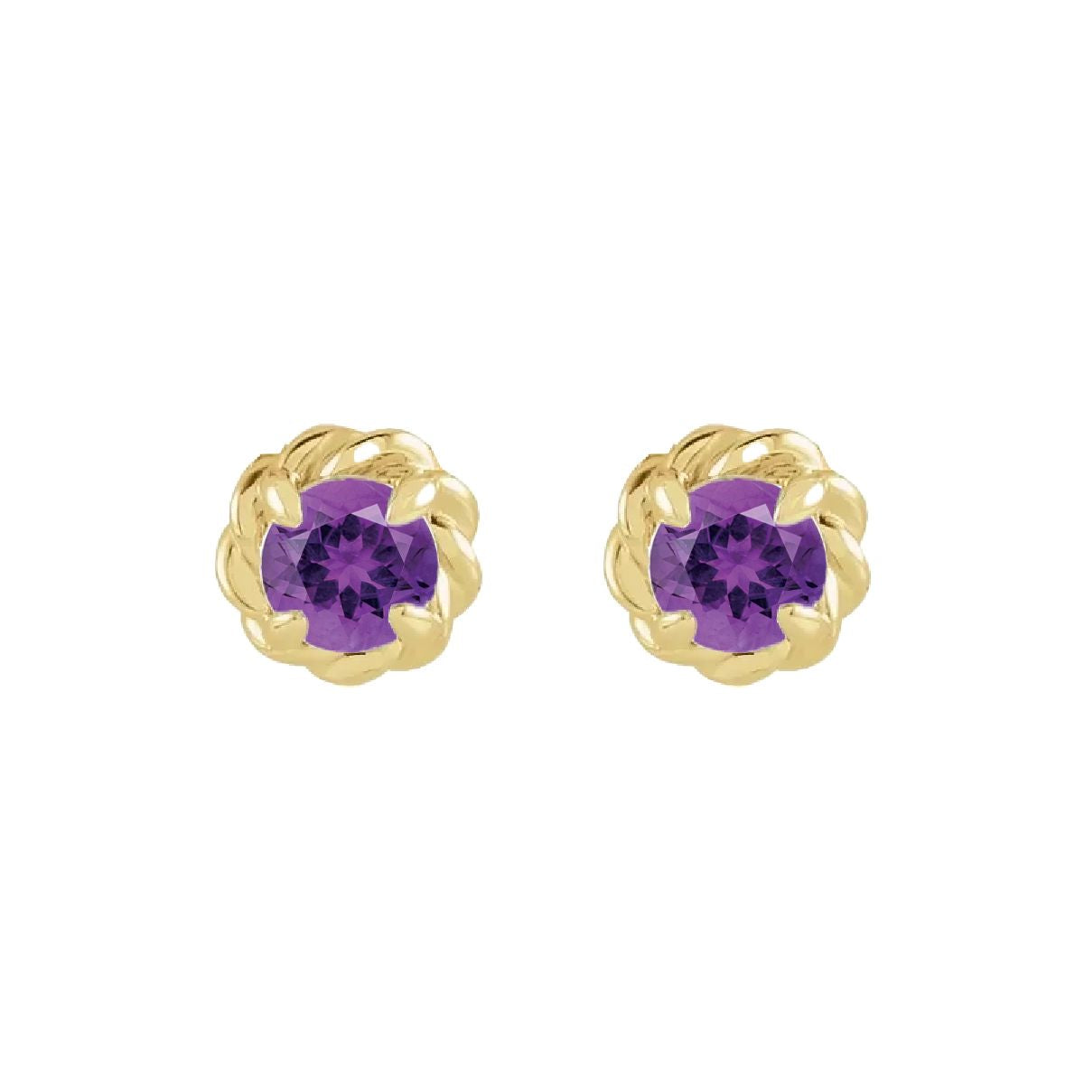 14K Gold Birthstone Earrings Earrings Robyn Canady February - Natural Amethyst 