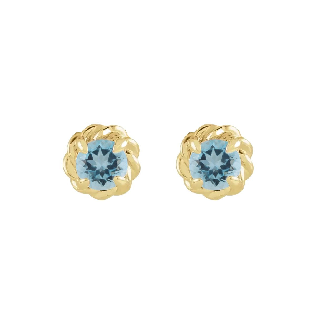 14K Gold Birthstone Earrings Earrings Robyn Canady March - Natural Aquamarine 