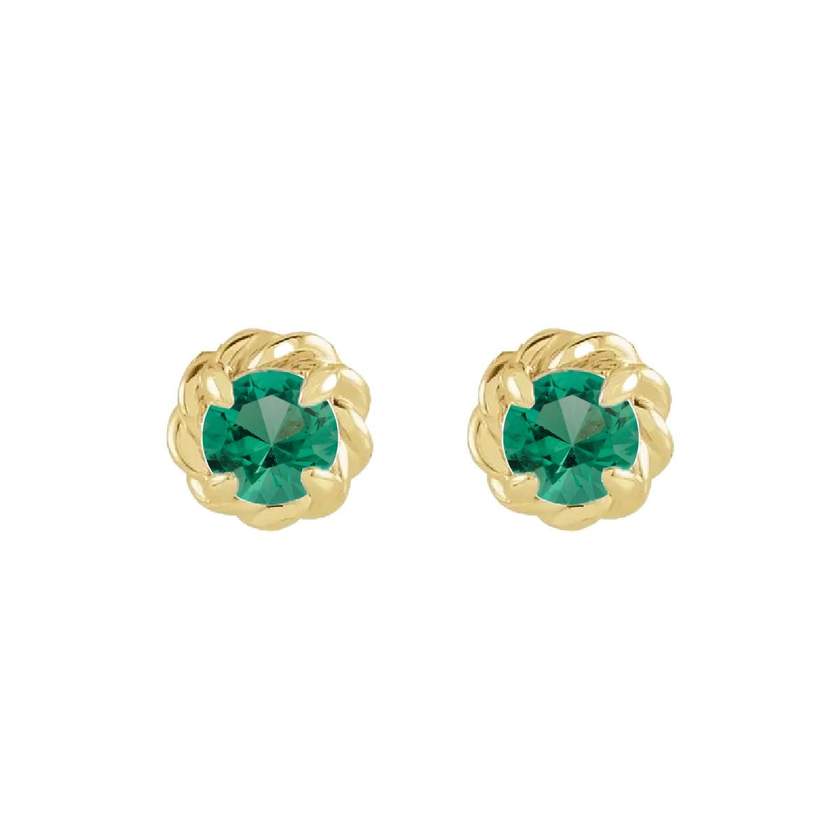 14K Gold Birthstone Earrings Earrings Robyn Canady May - Natural Emerald 