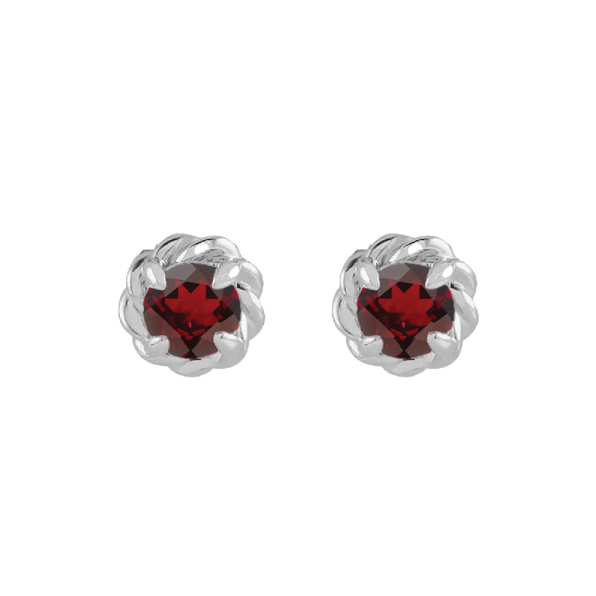 14K White Gold Birthstone Earrings Earrings Robyn Canady January - Natural Garnet 