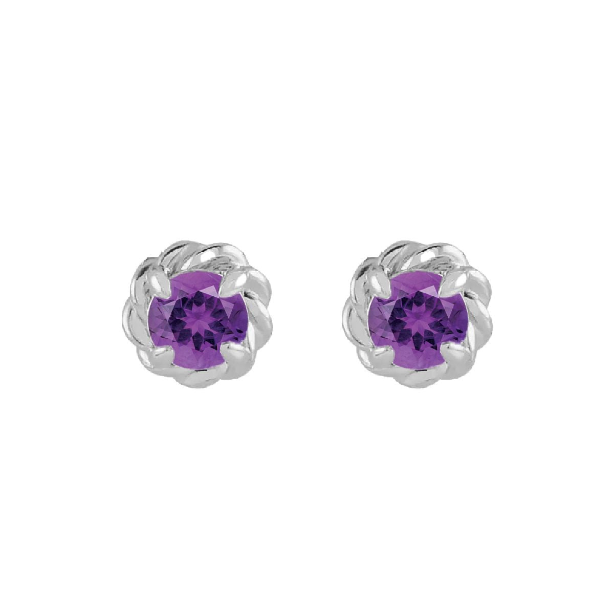 Sterling Silver Birthstone Earrings Earrings Robyn Canady February - Natural Amethyst 
