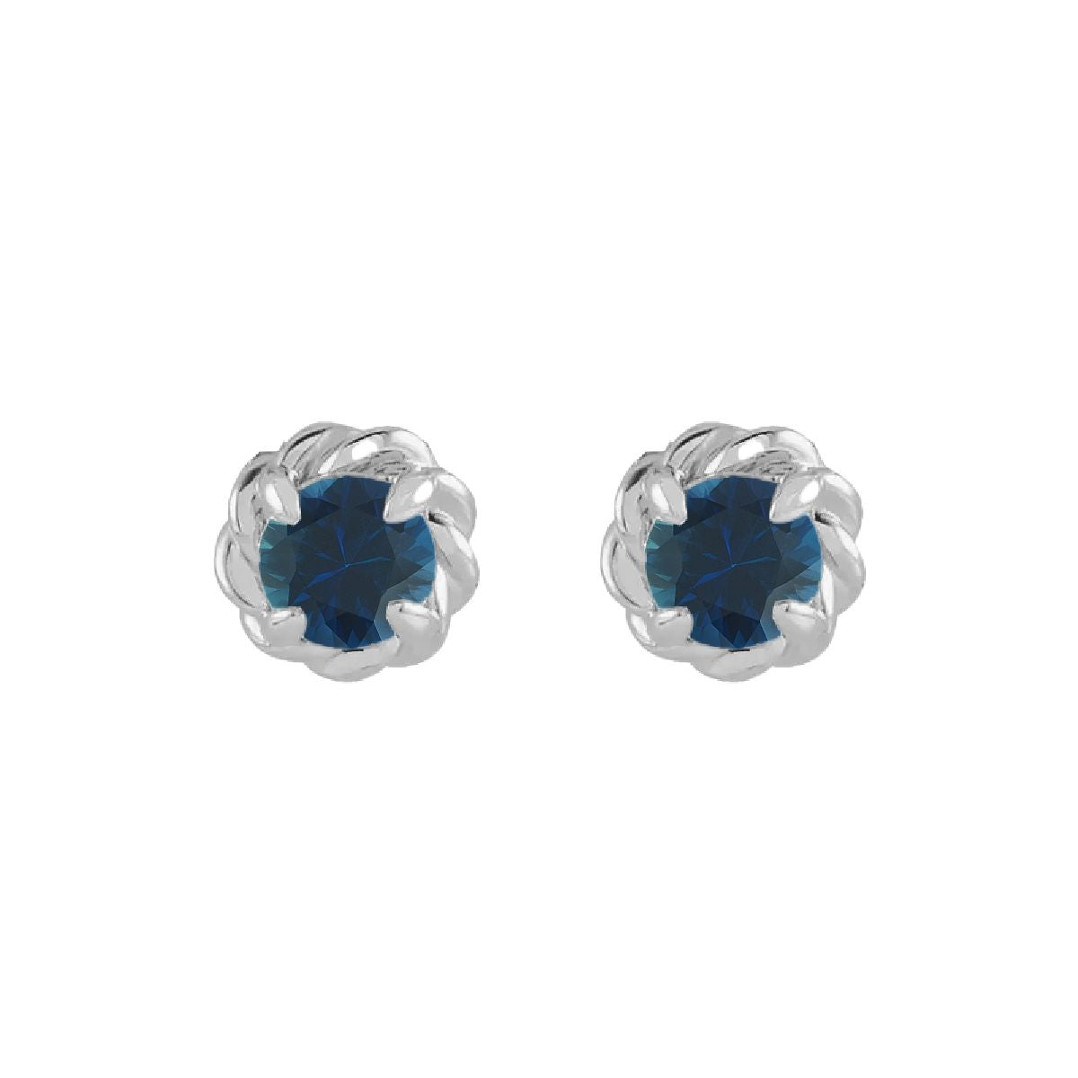 14K White Gold Birthstone Earrings Earrings Robyn Canady September - Natural Blue Sapphire 