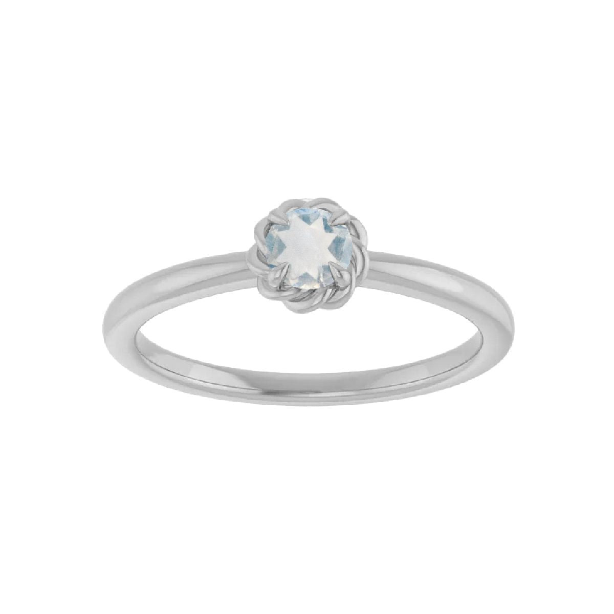 Sterling Silver Tiny Birthstone Ring Necklace Robyn Canady June - Moonstone 