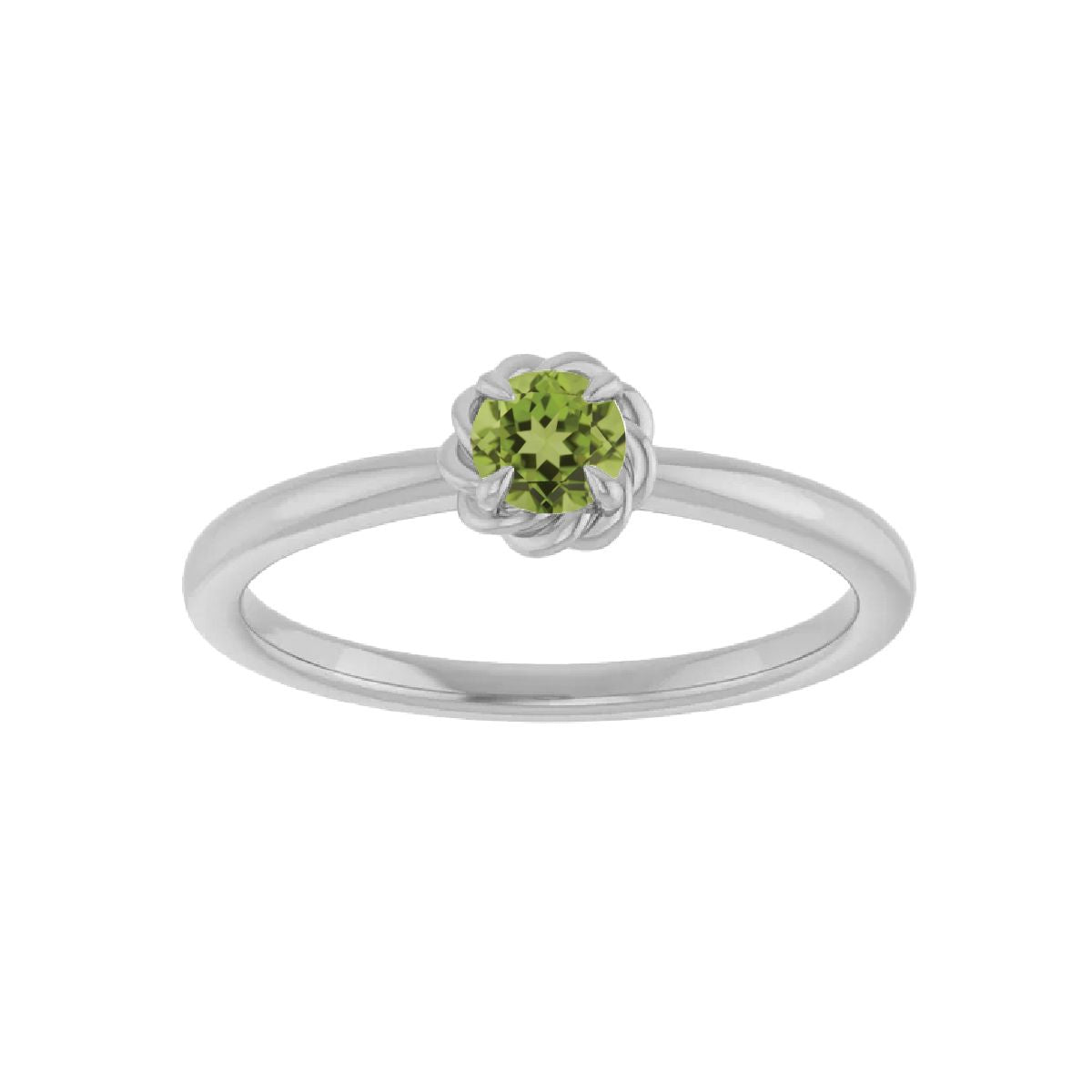 Sterling Silver Tiny Birthstone Ring Necklace Robyn Canady August - Natural Peridot 