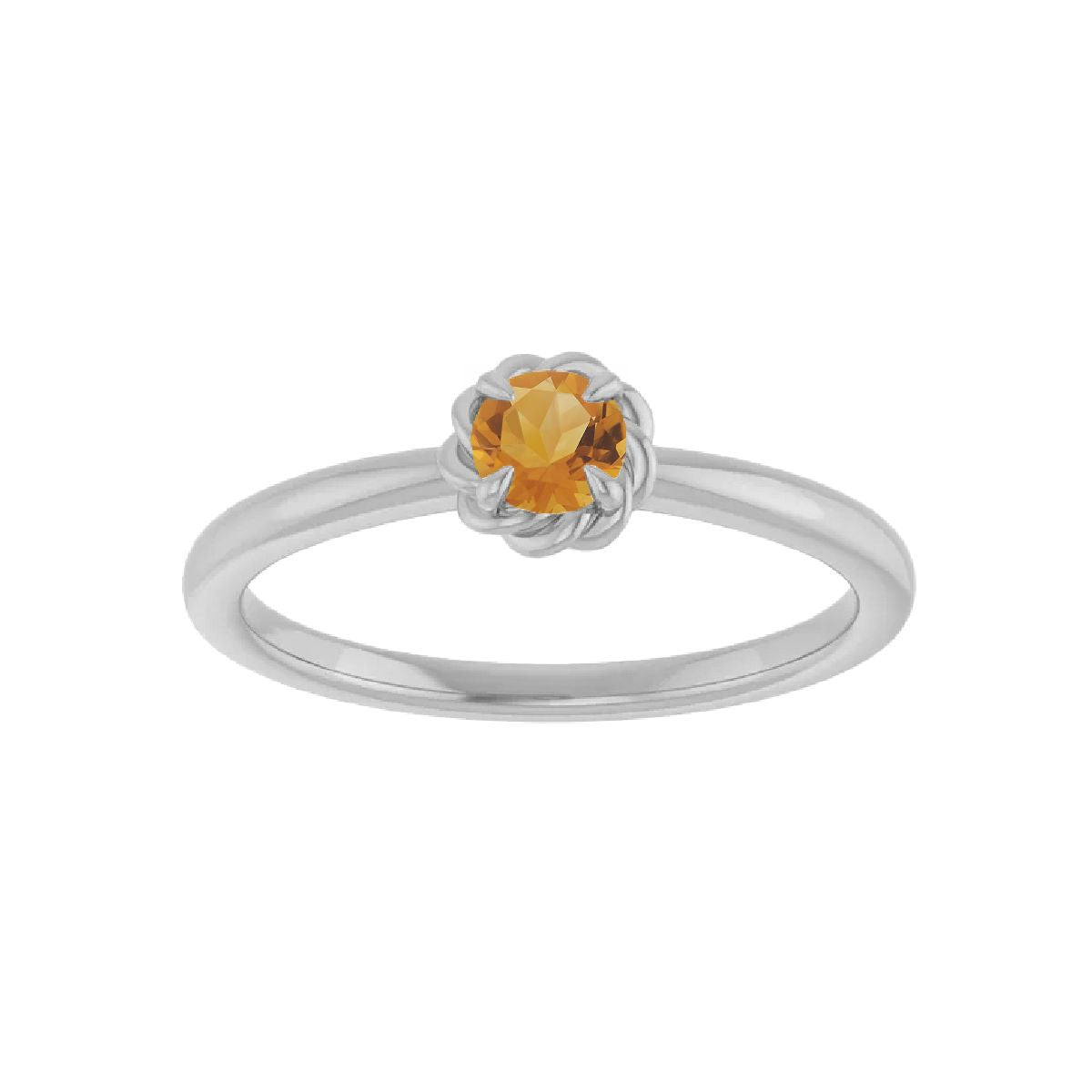 Sterling Silver Tiny Birthstone Ring Necklace Robyn Canady November - Natural Citrine 