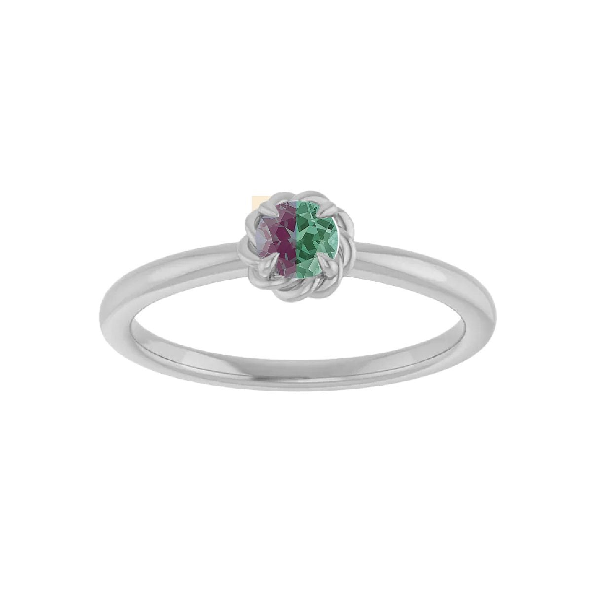 Sterling Silver Tiny Birthstone Ring Necklace Robyn Canady June - Lab Grown Alexandrite 