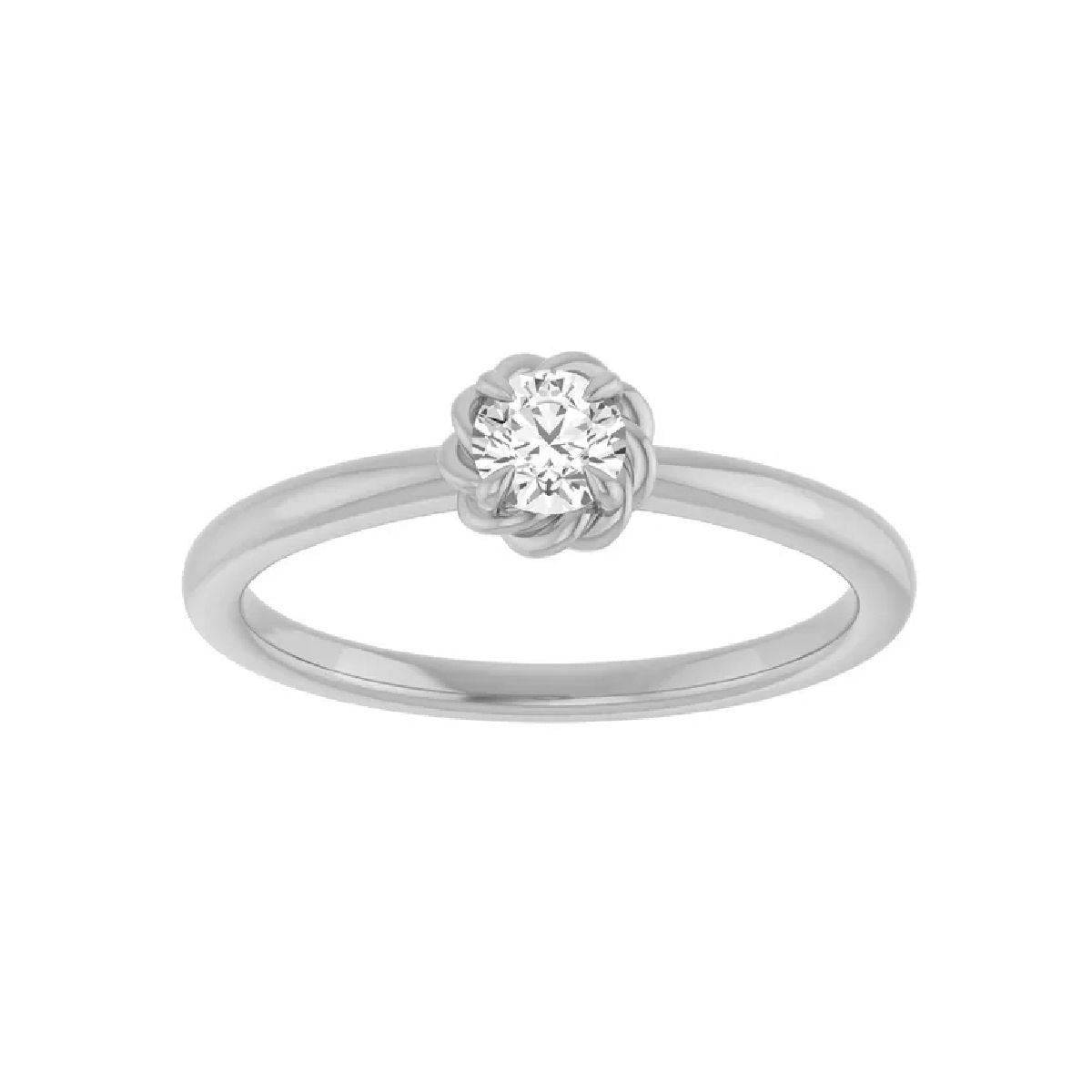 14K White Gold Tiny Birthstone Ring Necklace Robyn Canady April - Natural Diamond 