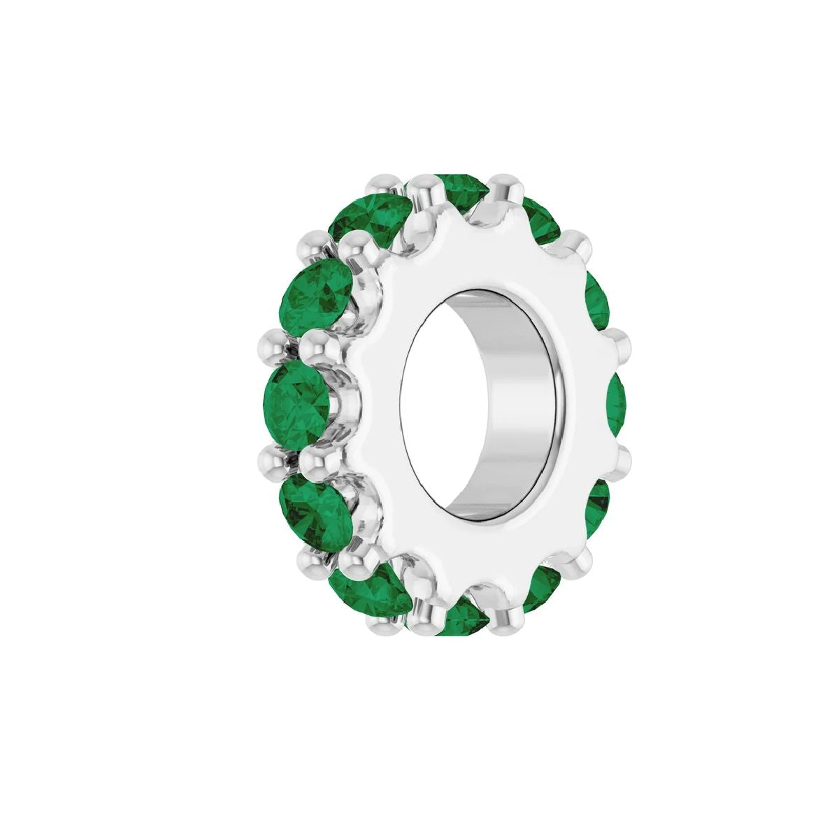 14K White Gold Birthstone Charm Charm Robyn Canady May - Natural Emerald 