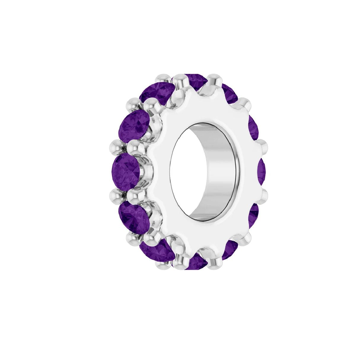 14K White Gold Birthstone Charm Charm Robyn Canady February - Natural Amethyst 