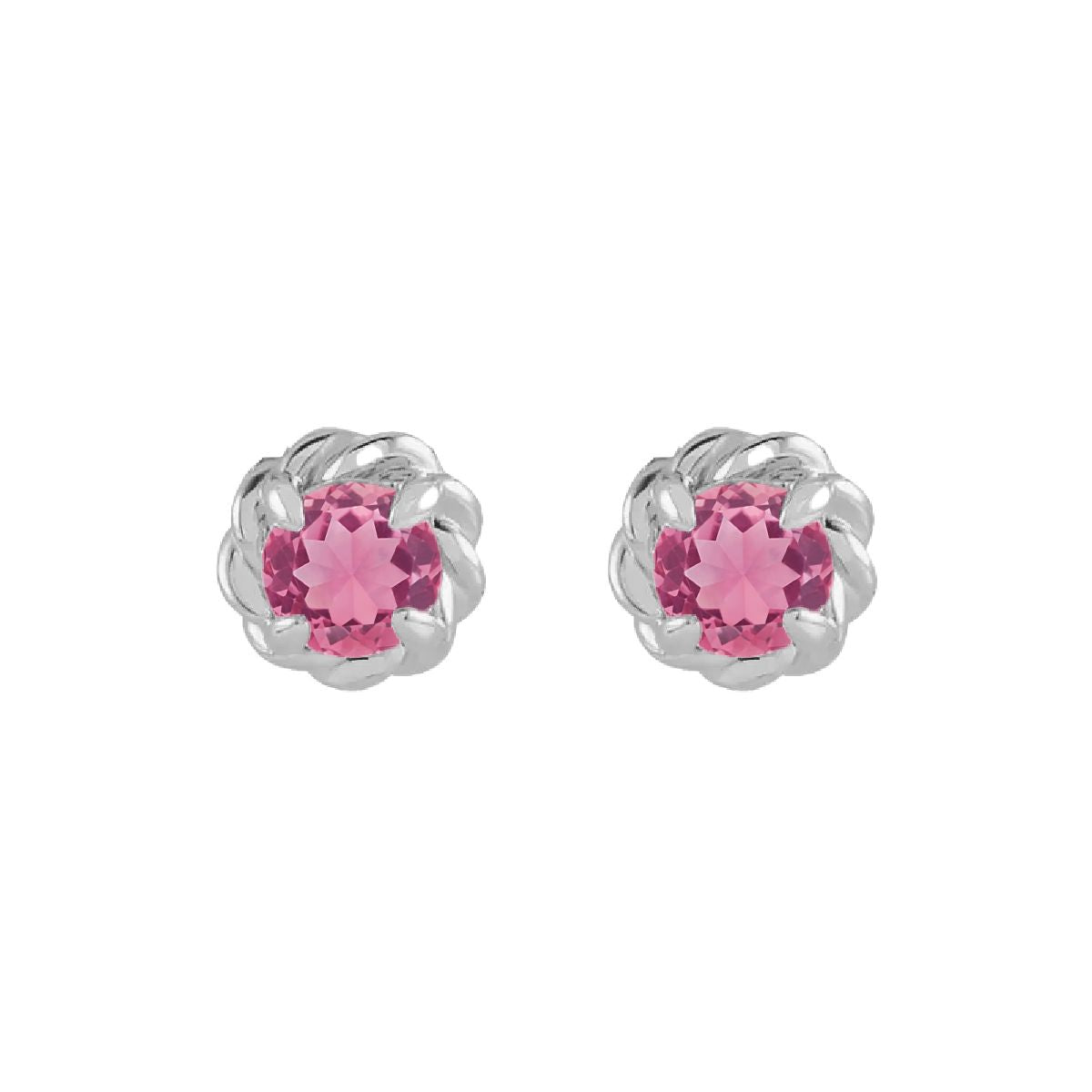 Sterling Silver Birthstone Earrings Earrings Robyn Canady October - Natural Pink Tourmaline 