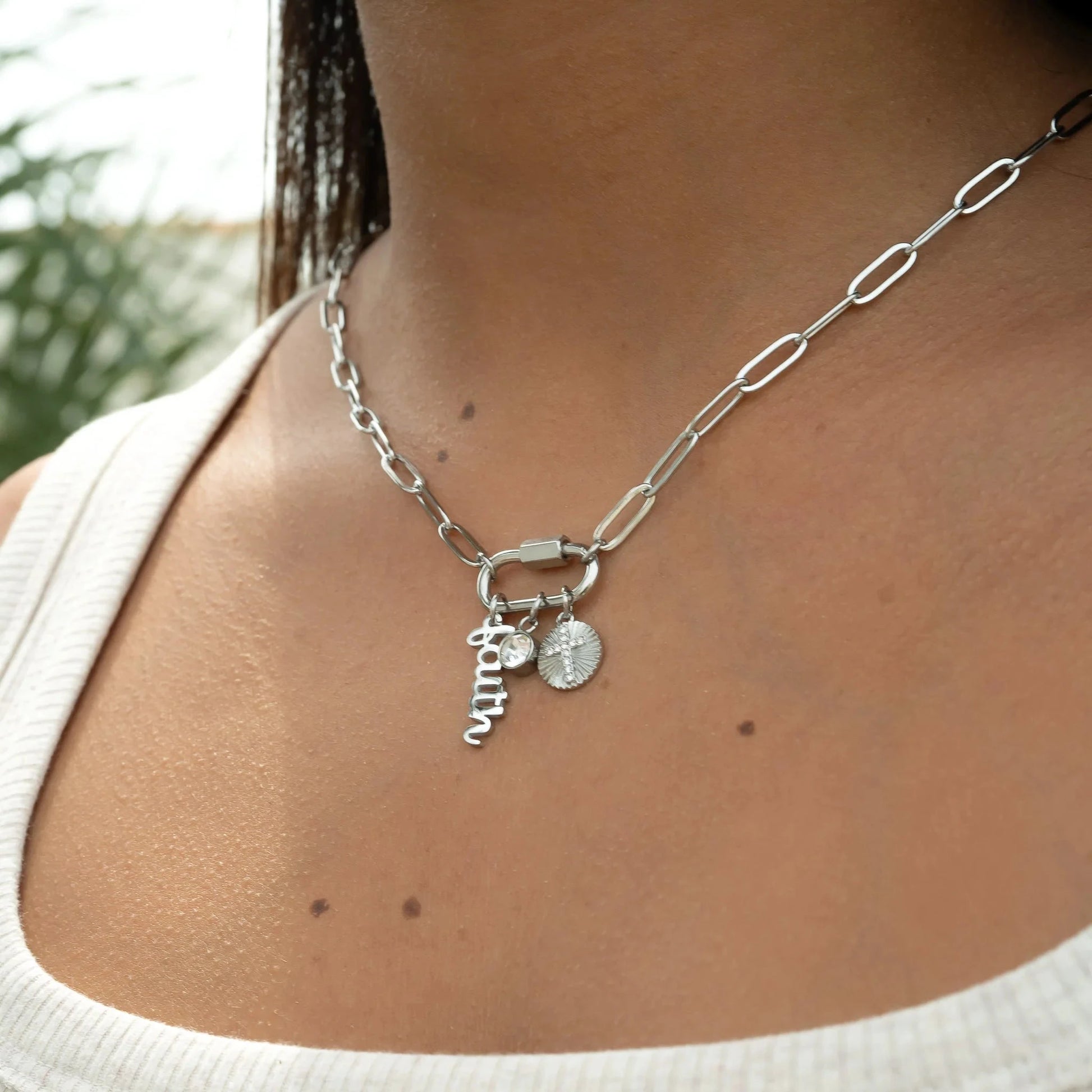 Stainless Steel, Non-Tarnish Paperclip Necklace with Carabiner Clasp Robyn Canady 