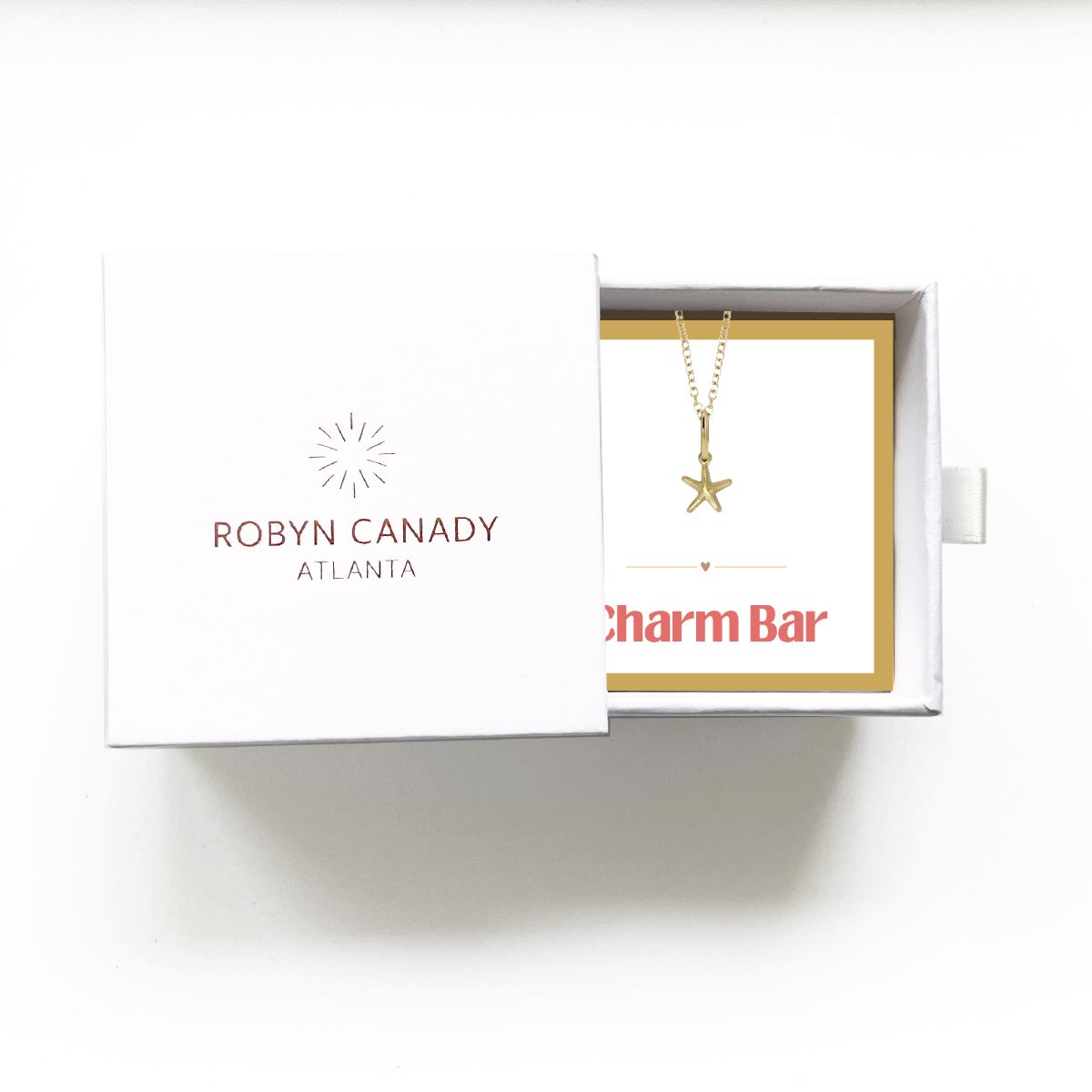 Charm Bar - Tiny Starfish Necklace - Signature Gift Box with Custom Card - Gift Giving Necklace Robyn Canady 14K Gold Filled Charm Bar 