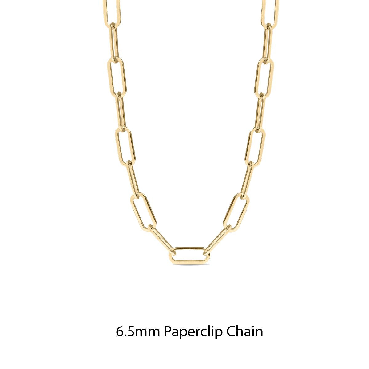 18K Gold Plated, Stainless Steel, PVD Non-Tarnish Coating Robyn Canady 6.5mm Paperclip Chain 16"-18" 