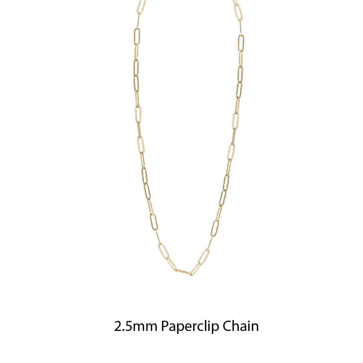 18K Gold Plated, Stainless Steel, PVD Non-Tarnish Coating Robyn Canady 2.5mm Paperclip Chain 16"-18" 