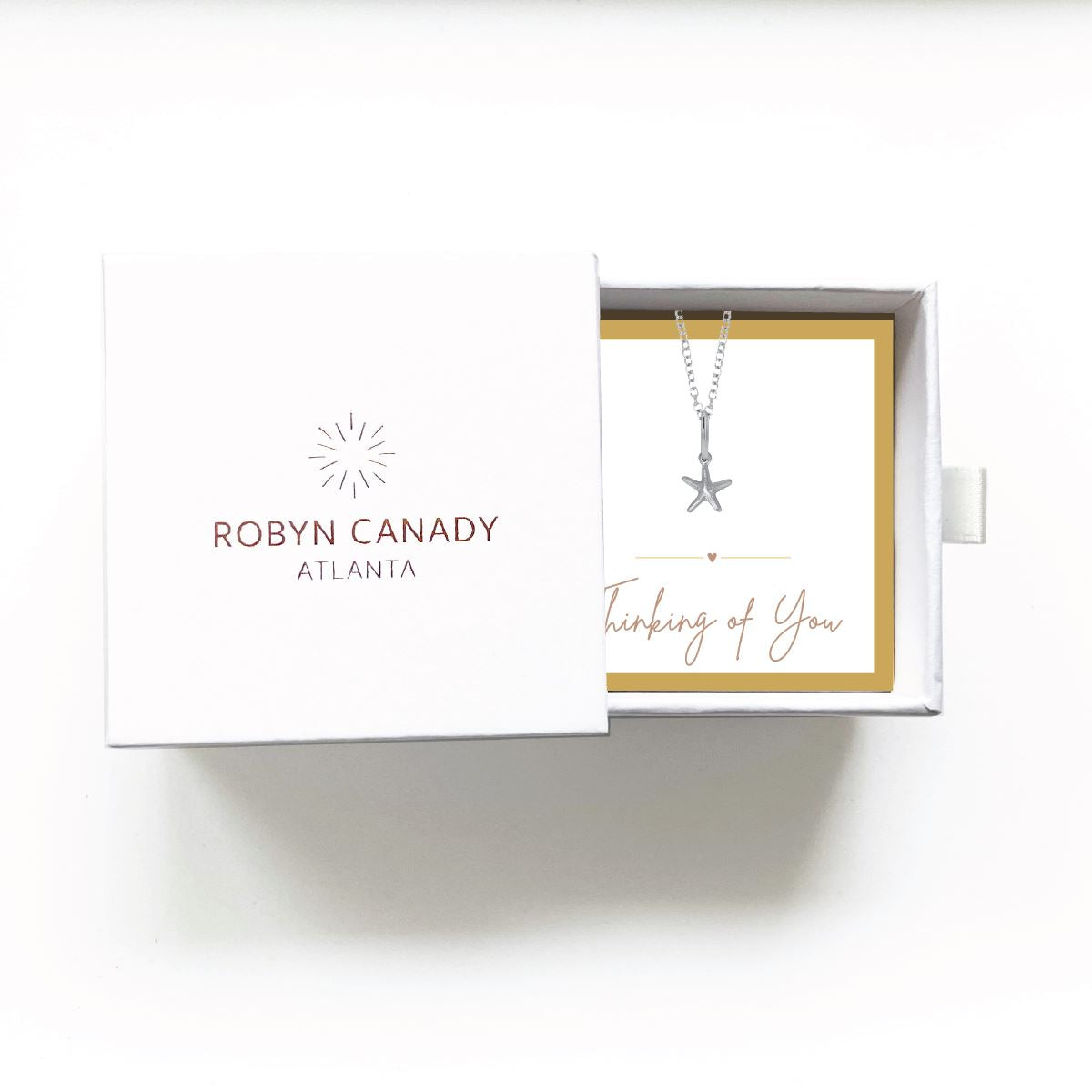 Charm Bar - Tiny Starfish Necklace - Signature Gift Box with Custom Card - Gift Giving Necklace Robyn Canady Sterling Silver Thinking of You! 