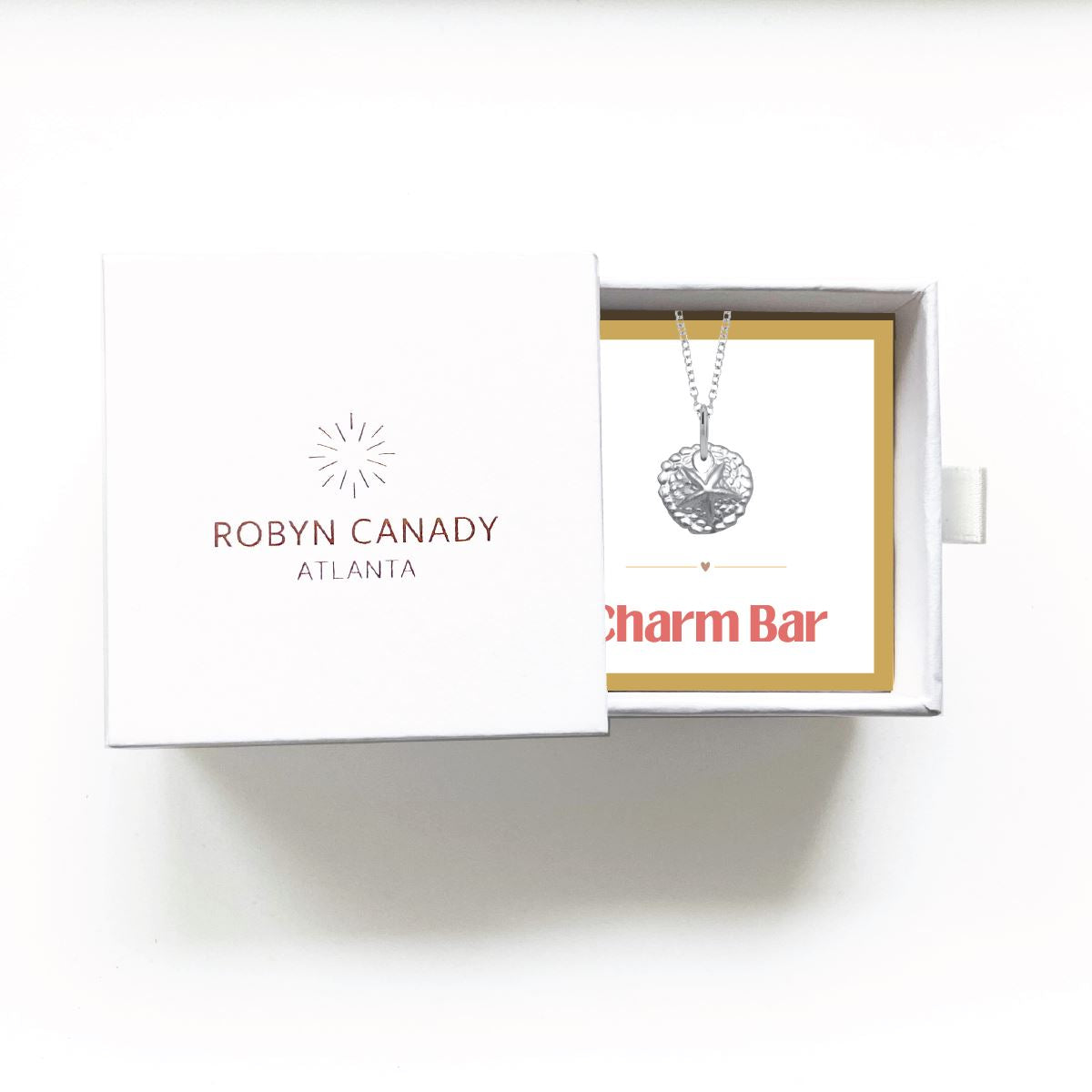 Charm Bar - Tiny Sand Dollar Necklace - Signature Gift Box with Custom Card - Gift Giving Necklace Robyn Canady 