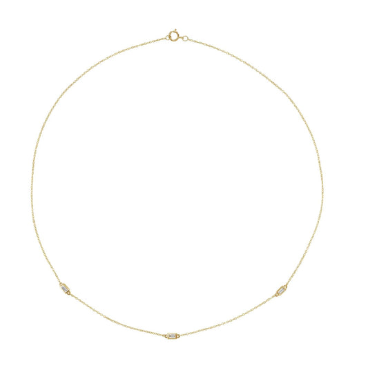 14K gold diamond baguette necklace | Delicate layering jewelry