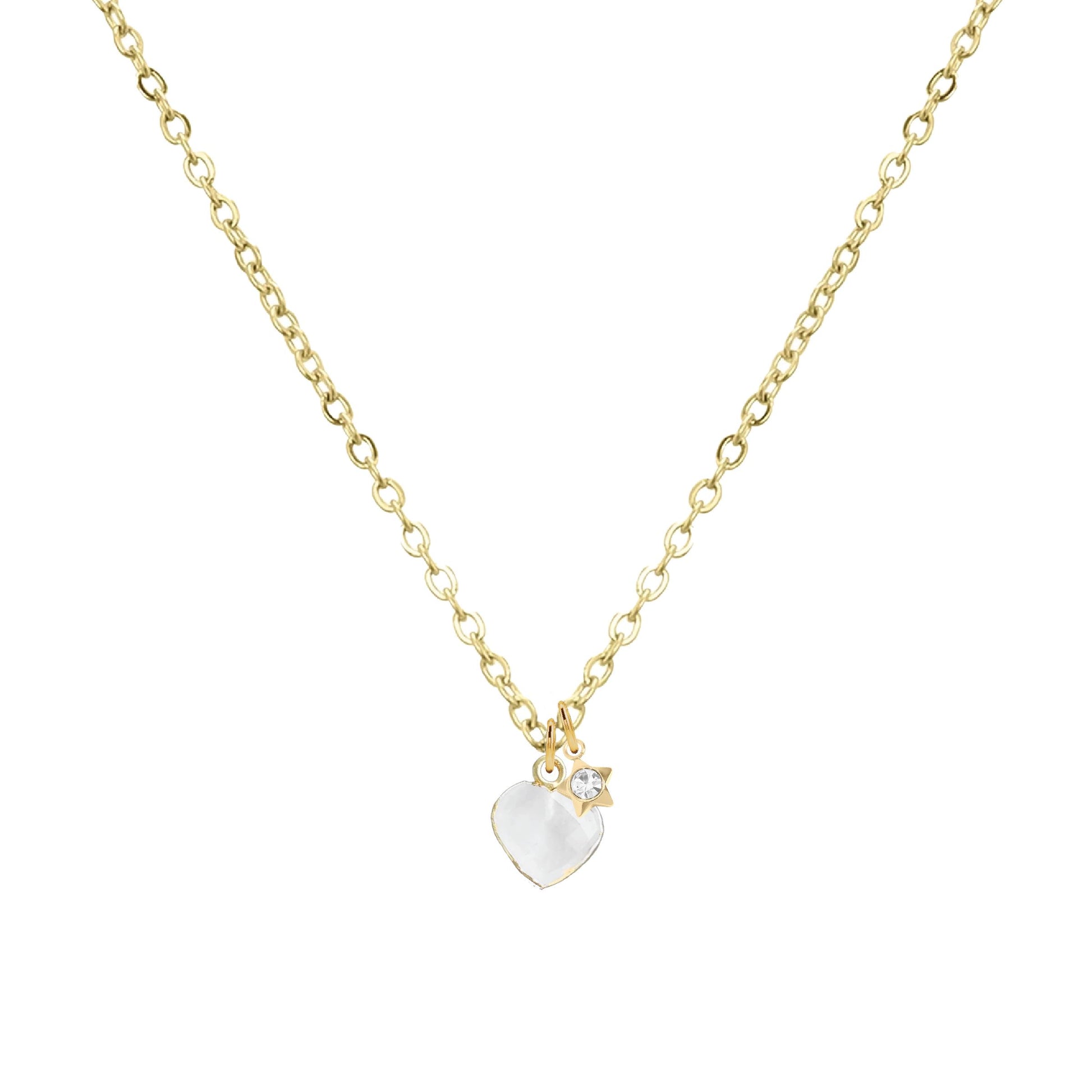 Tiny Heart + Star Necklace in Moonstone Necklace Robyn Canady 
