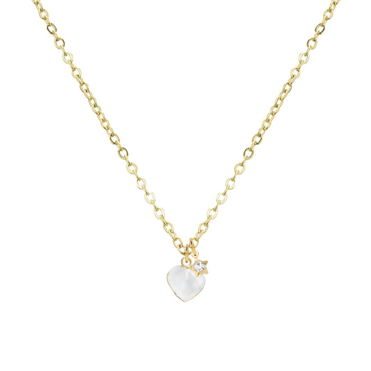 Tiny Heart + Star Necklace in Moonstone Necklace Robyn Canady 