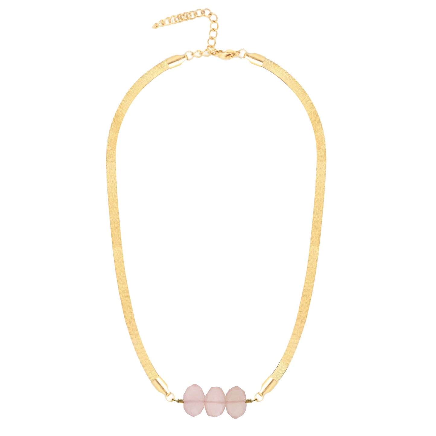 Natasha 5.5mm Thick Herringbone Chain Necklace in Pink Chalcedony Robyn Canady Gold 