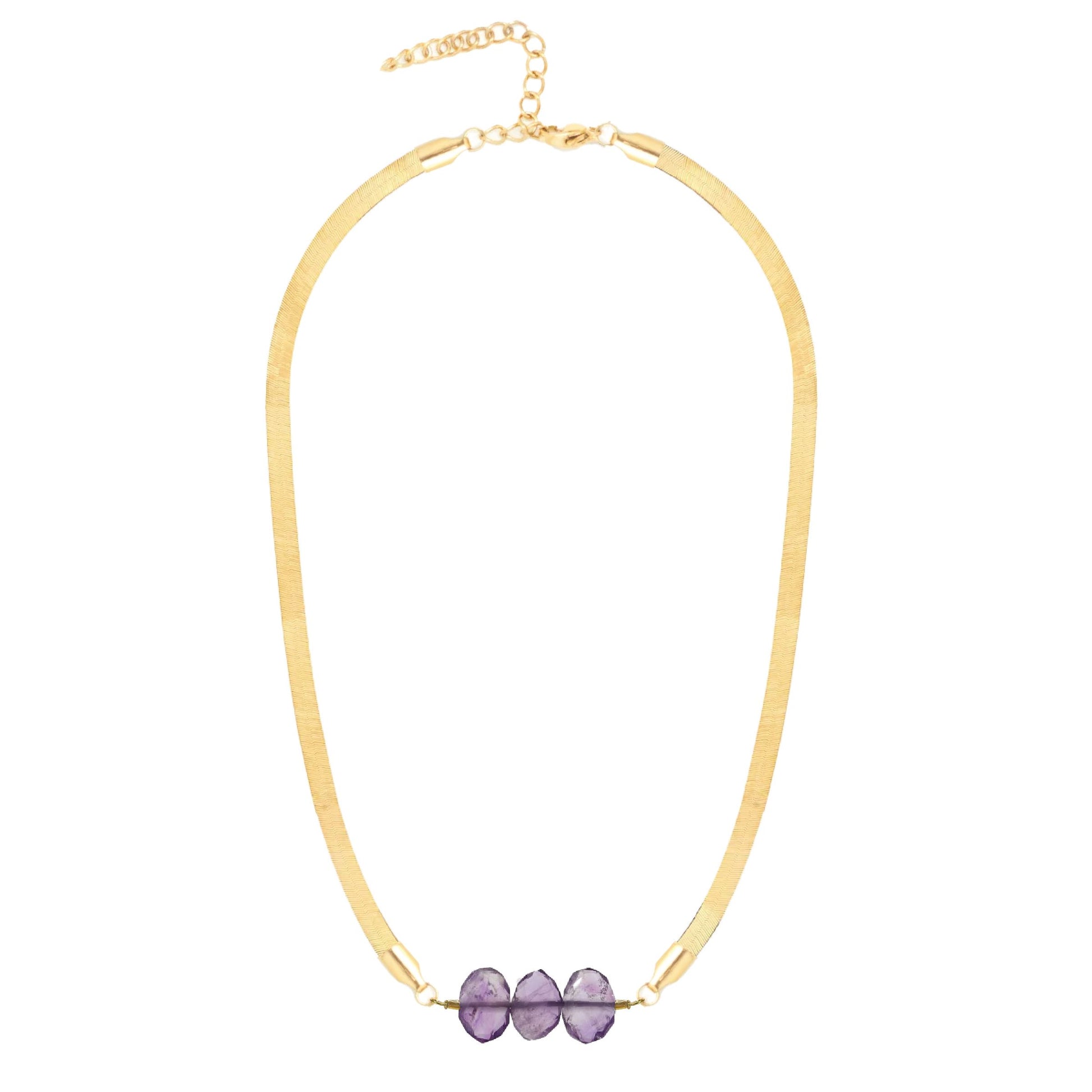 Natasha 5.5mm Thick Herringbone Chain Necklace in Amethyst Robyn Canady Gold 