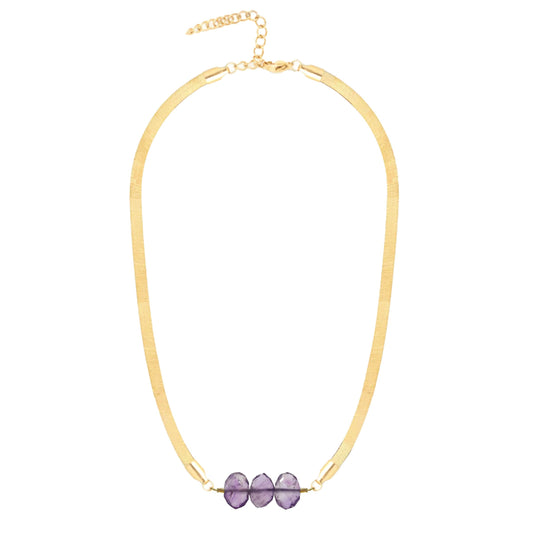 Natasha 5.5mm Thick Herringbone Chain Necklace in Amethyst Robyn Canady Gold 