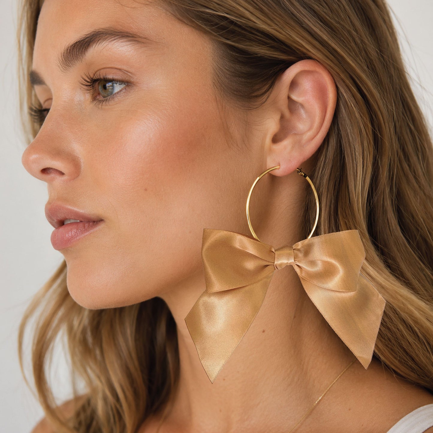 Large Satin Bow Party Hoops - 5 color options Robyn Canady Gold 