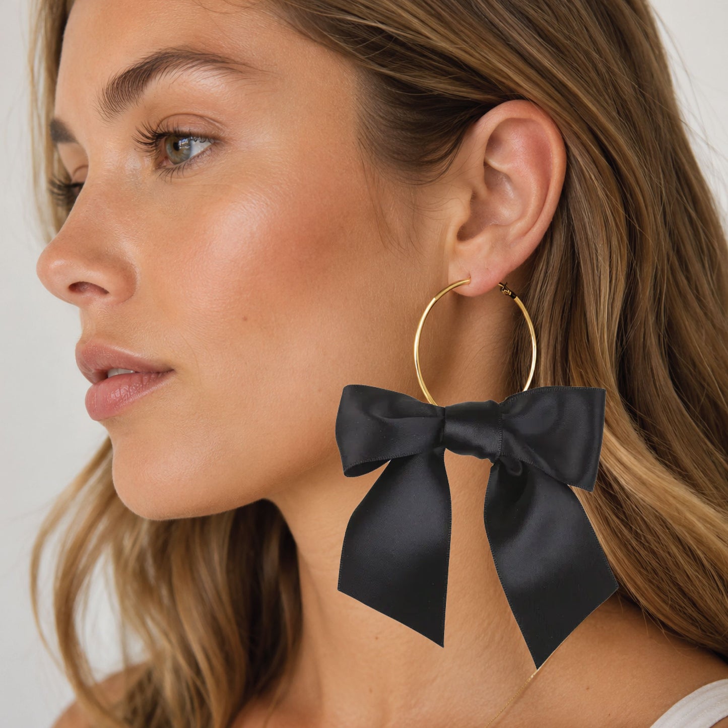 Large Satin Bow Party Hoops - 5 color options Robyn Canady Black 