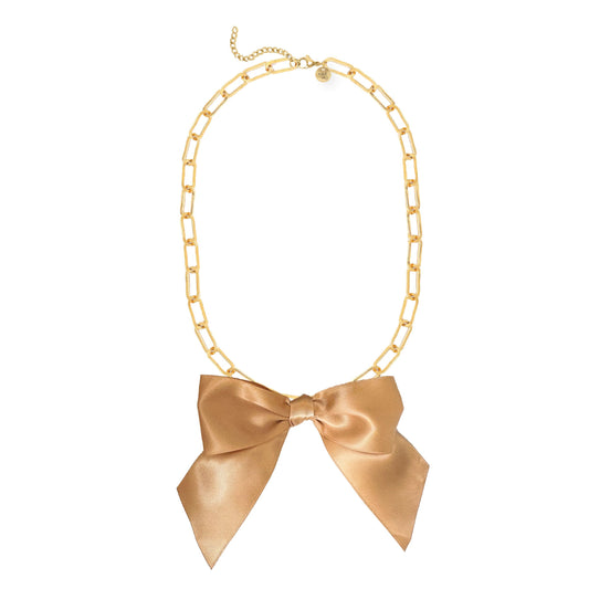 Large Satin Bow Paperclip Necklace - 5 color options Robyn Canady Gold 