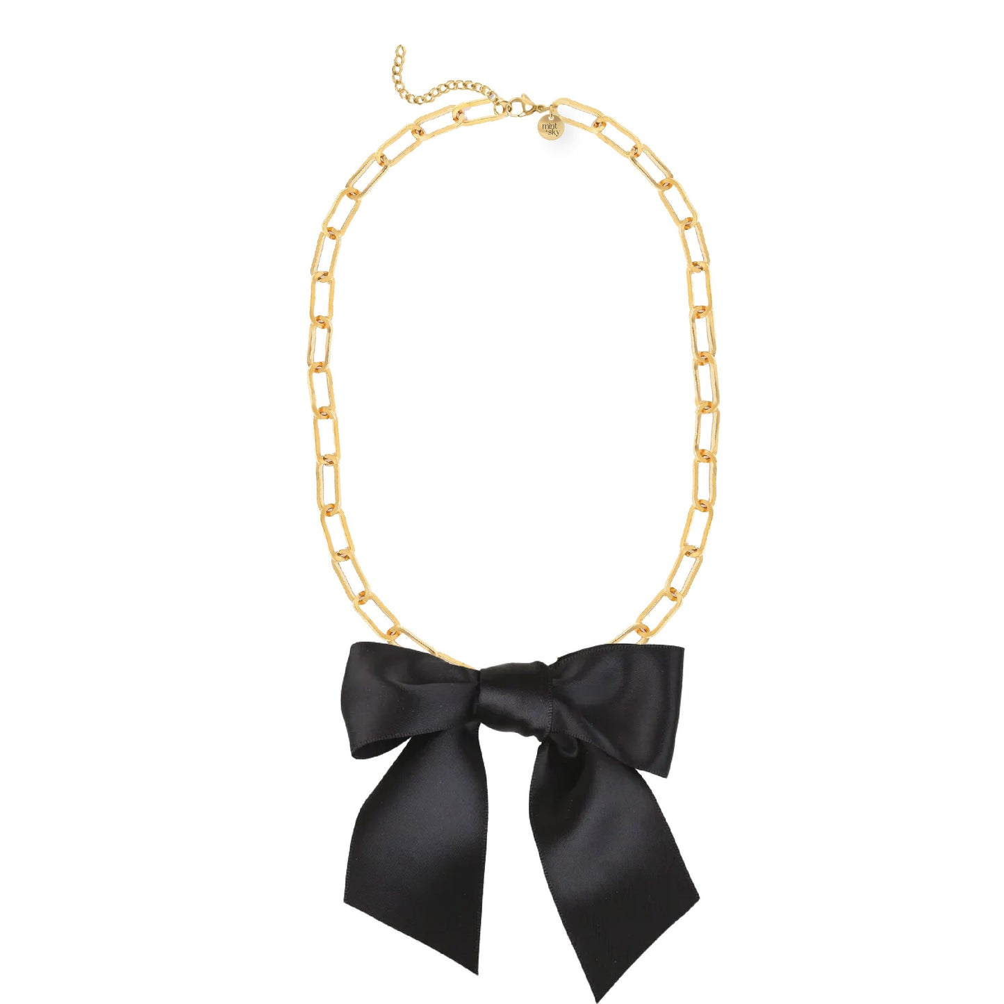 Large Satin Bow Paperclip Necklace - 5 color options Robyn Canady Black 