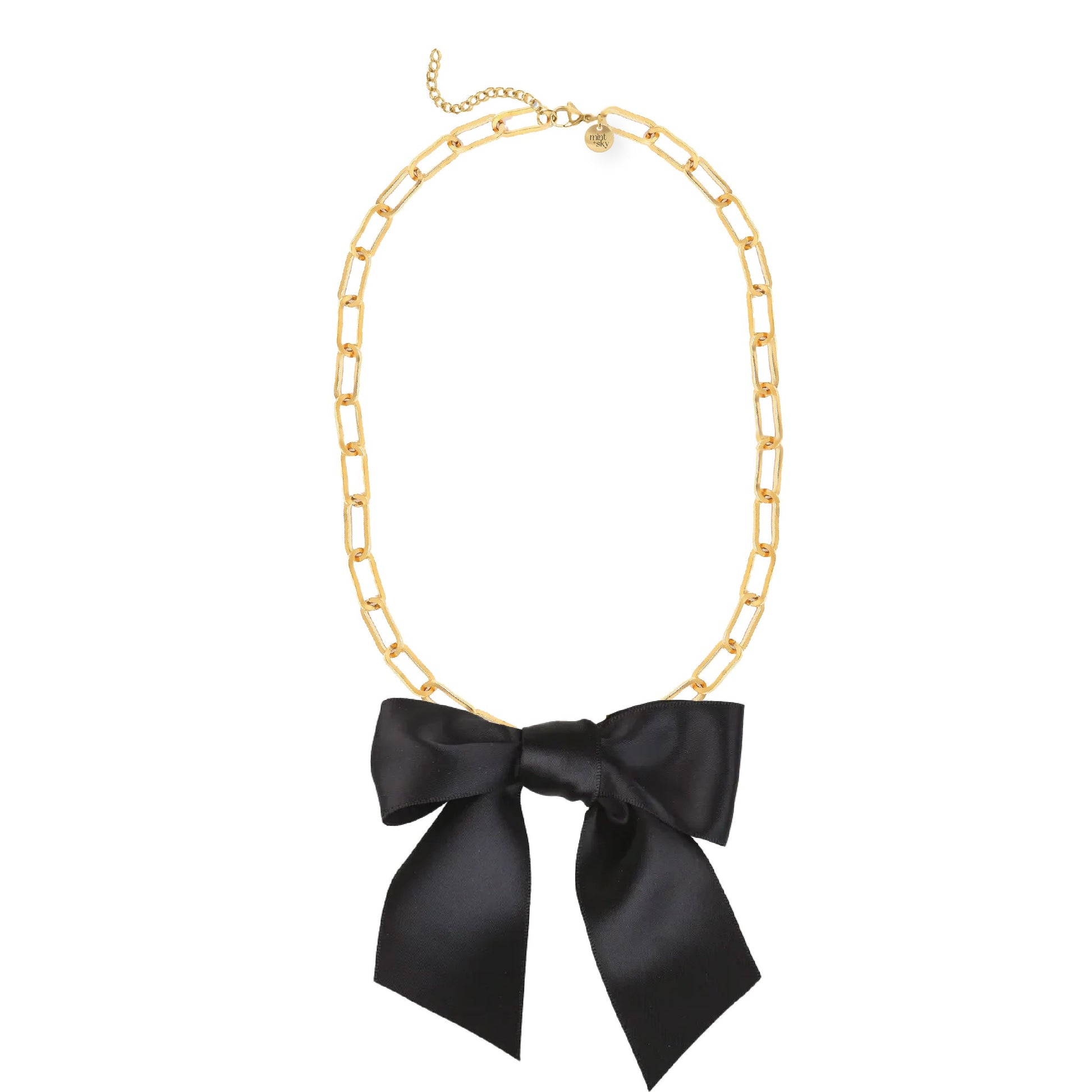 Large Satin Bow Paperclip Necklace - 5 color options Robyn Canady Black 