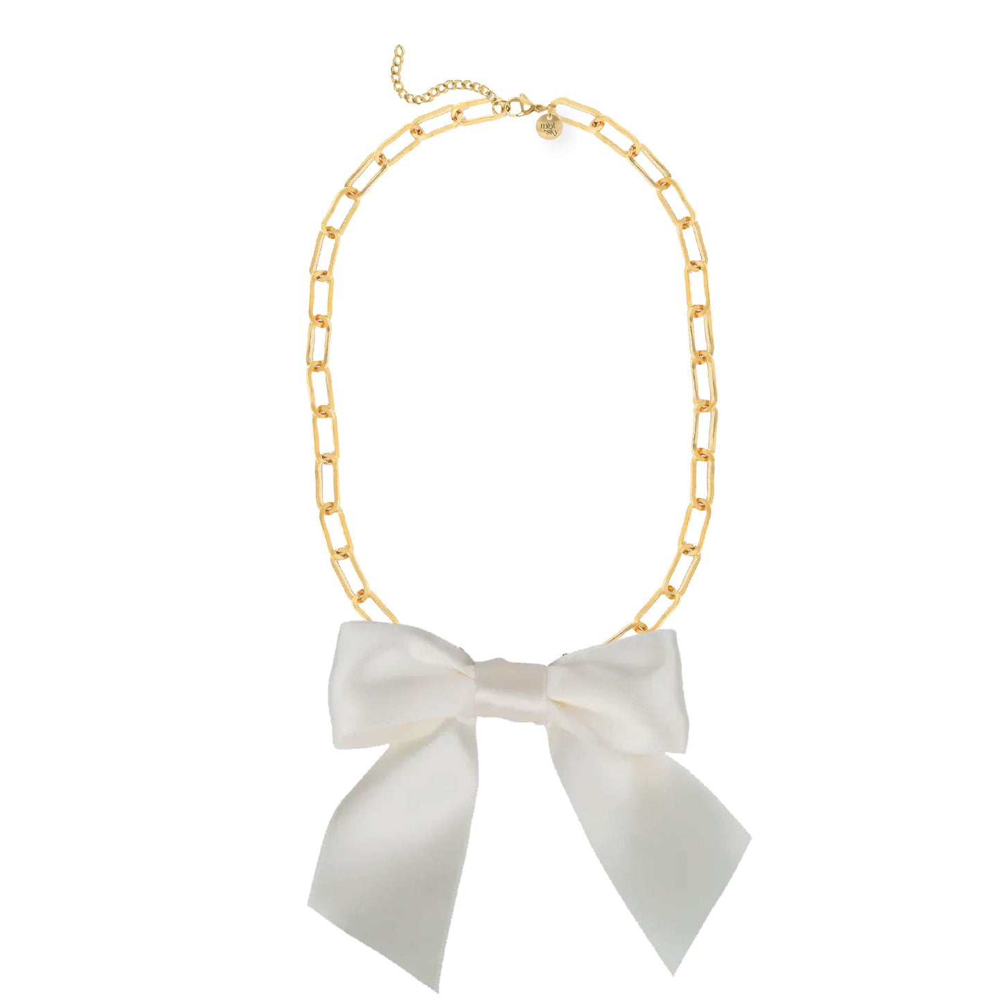 Large Satin Bow Paperclip Necklace - 5 color options Robyn Canady Ivory 