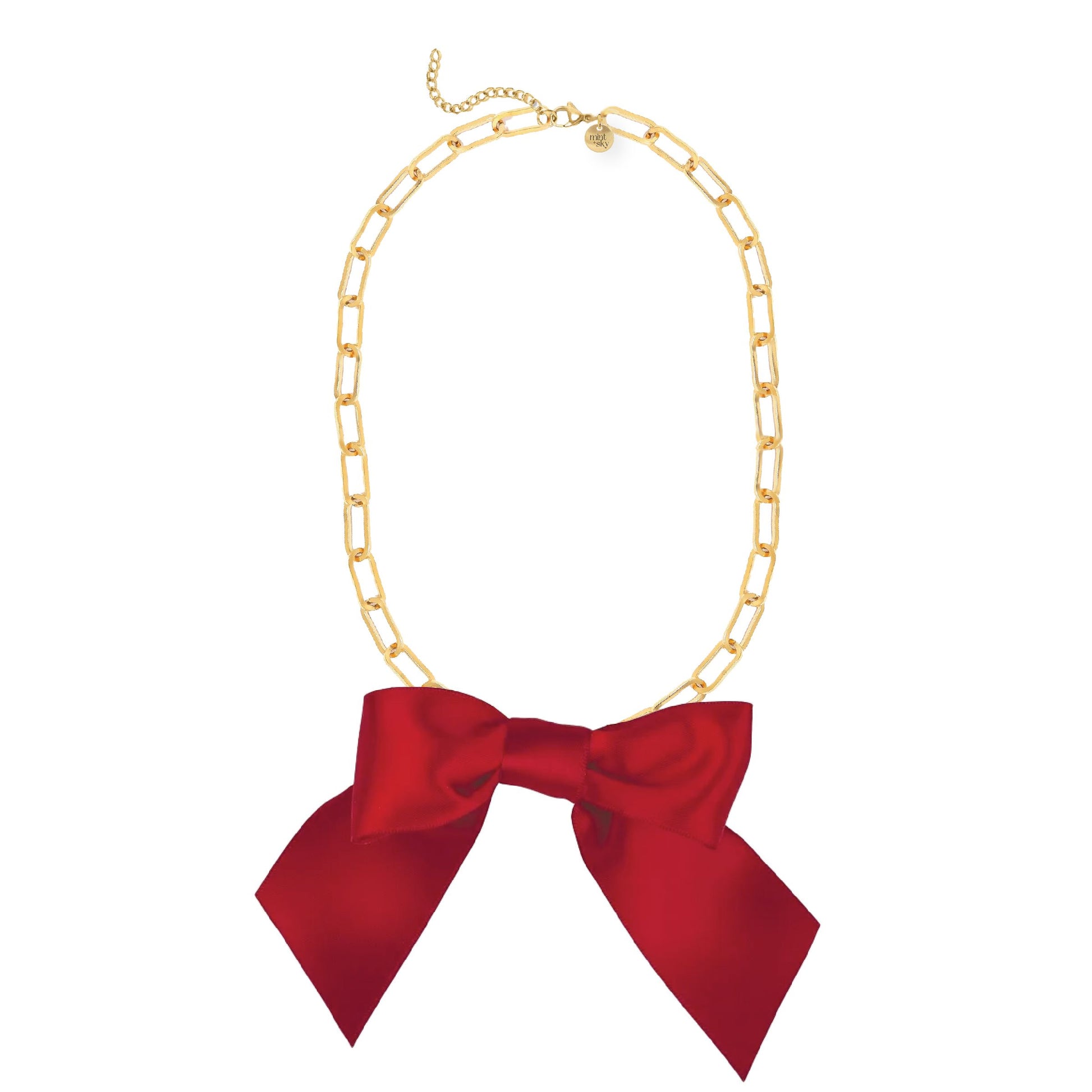 Large Satin Bow Paperclip Necklace - 5 color options Robyn Canady Red 