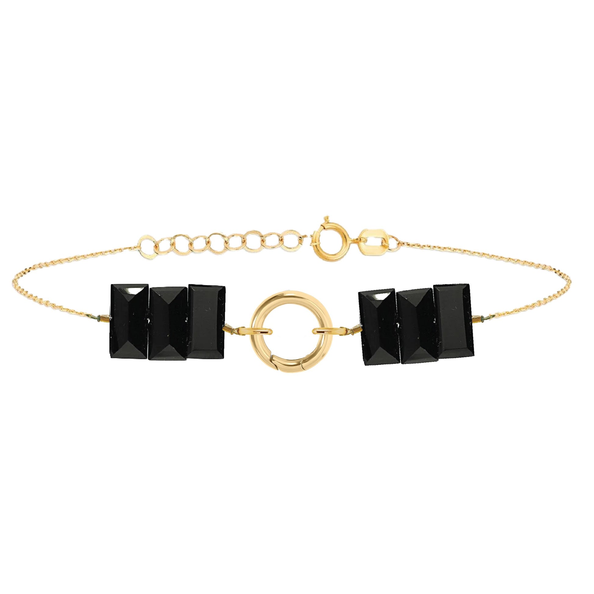 Gemmy Dainty Rectangle Gemstone Bracelet - Winter Parties Bracelets Robyn Canady Gold Black Onyx 